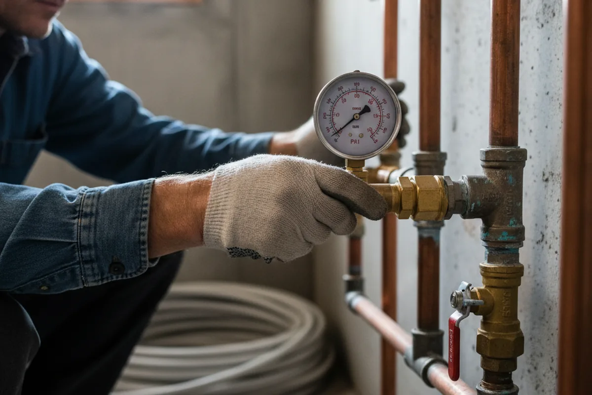 Pressure testing a repaired line during Water Line Repair in Dennysville